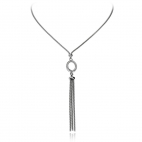 Stříbrný náhrdelník se zirkony (kubická zirkonie) oválná ozdoba s visacími řetízky 