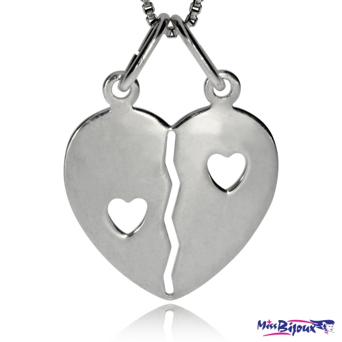 Stříbrný přívěsek - Rozlamovací srdce z leštěného stříbra