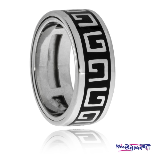 Pánský stříbrný prsten s pohyblivým kroužkem a jednoduchým motivem