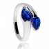 Stříbrný prsten se syntetickými kameny, modré kapky