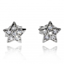 Stříbrné náušnice s krystaly Swarovski, drobné hvězdy