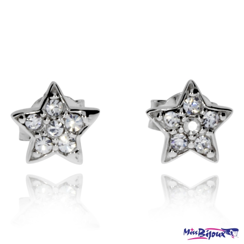 Stříbrné náušnice s krystaly Swarovski, drobné hvězdy