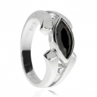 Stříbrný prsten se zirkony (kubická zirkonie) - Černá markýza