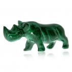 Malachitová figurka nosorožec