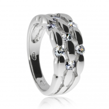 Stříbrný prsten se zirkony - širší zdobený kroužek