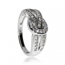 Stříbrný prsten se zirkony (kubická zirkonie) - Uzel