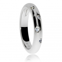 Dámský stříbrný prsten s přírodními diamanty - Střídavě uspořádané diamanty