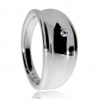 Stříbrný dámský prsten s přírodním diamantem - Široká linie