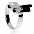 Stříbrný dámský prsten s přírodním diamantem - Dvojice linií