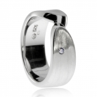 Stříbrný dámský prsten s přírodním diamantem - Matné linie