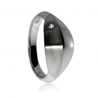 Stříbrný dámský prsten s přírodním diamantem - Vypouklý tvar