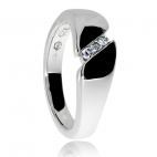 Dámský stříbrný prsten s přírodními diamanty - Střed tvořený trojicí kamenů