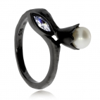 Stříbrný prsten Allure s perlou (perla říční) a zirkonem (kubická zirkonie) SR044RRFP