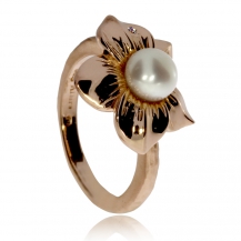 Stříbrný prsten Allure se zirkonem (cubic zirconia) a říční perlou R2229RRGFP -ve tvaru květiny