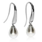 Stříbrné visací náušnice s perlou (perla syntetická) ve tvaru kapky