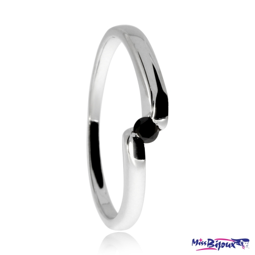 Stříbrný rhodiovaný prsten ARETE s černým diamantem 0,07 ct