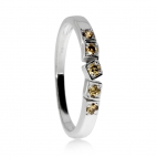 Stříbrný prsten ARETE s diamanty barvy chamapaigne - 0,16 ct