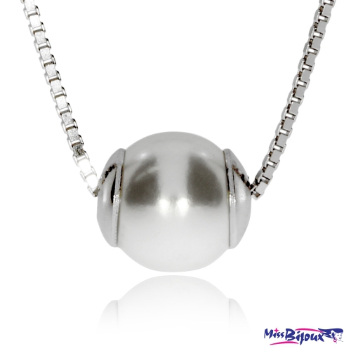 Stříbrný náhrdelník se syntetickou perličkou
