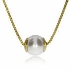 Stříbrný náhrdelník s perlou (perla syntetická) zlacený na stříbře