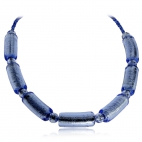 Skleněný bižuterní náhrdelník - Světle modré válečky 44 cm