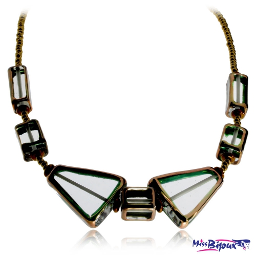 Dámský náhrdelník z ručně vinutých perel - Trojúhelníky