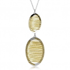 Stříbrný náhrdelník s ovlálky zdobenými zlacenými drátky