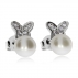 Stříbrné náušnice s říční perlou a zirkony (cubic zirconia) - Motýlci na perle