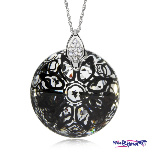 Stříbrný náhrdelník Preciosa Crystal Rose II Black 6010 20L - 45cm