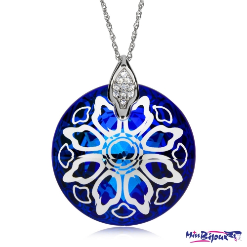 Stříbrný náhrdelník Preciosa Crystal Rose II Bermuda Blue 6010 46L - 45cm