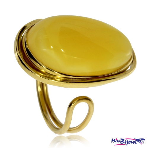 Stříbrný zlacený prsten - Ovál v hladké obrubě