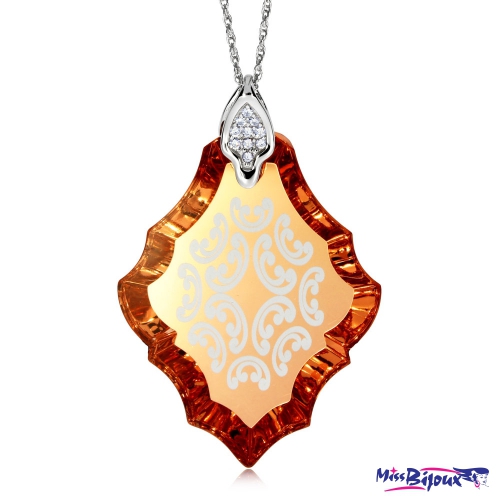 Stříbrný náhrdelník Preciosa Magic Flower Apricot 6036 49L - 45cm