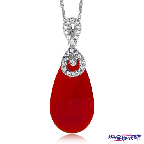 Stříbrný náhrdelník Preciosa Ruby Glow Siam 6786 63L - 45cm