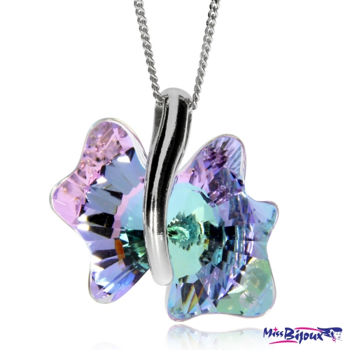Stříbrný náhrdelník Preciosa Magic Butterfly Vitrail Light 6730 43L - 45cm