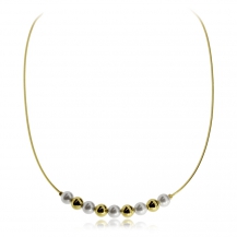 Stříbrný náhrdelník - Pozlacené kuličky a perly 