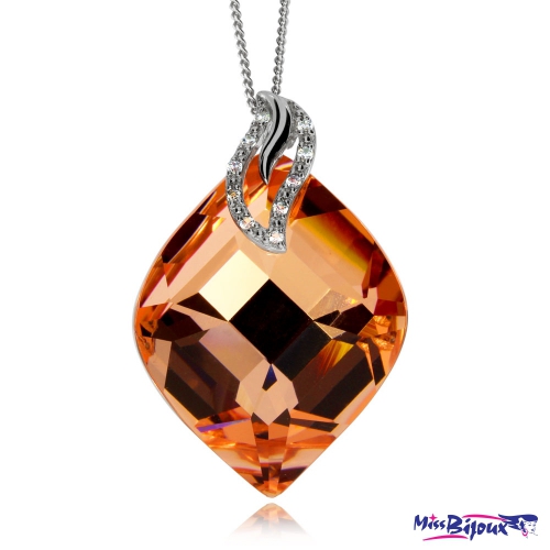 Stříbrný náhrdelník Preciosa Colourful Leaf Apricot 6826 49L - 45cm