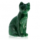 Figurka kočky z malachitu