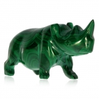 Figurka nosorožce z malachitu