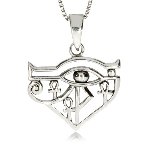 Stříbrný přívěsek - Horovo oko s nillskými kříži