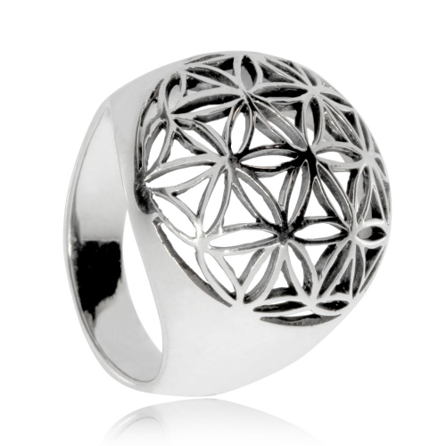 Stříbrný prsten s motivem květu života