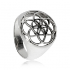 Stříbrný prsten se symbolem Semene života