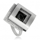 Stříbrný prsten s onyxem - Dva čtverce