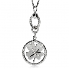 Stříbrný náhrdelník se čtyřlístkem v broušeném kroužku