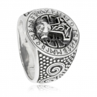 Stříbrný prsten - Thorovo kladivo s runami