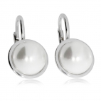 Stříbrné visací náušnice s perlou (syntetická perla