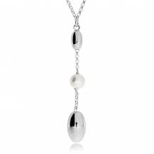 Stříbrný náhrdelník - Tvar Y s perličkou