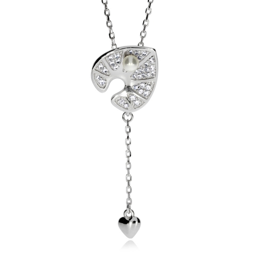 Stříbrný náhrdelník Preciosa White Water Lily 5192 00 - 38cm