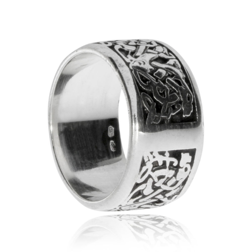 Stříbrný prsten - Širší vzor se smyčkami