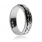 Stříbrný prsten - Otáčivý střed s vlnkami