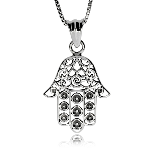 Stříbrný přívěsek - Amulet ruka Fatimy (Hamsa