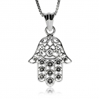 Stříbrný přívěsek - Amulet ruka Fatimy (Hamsa